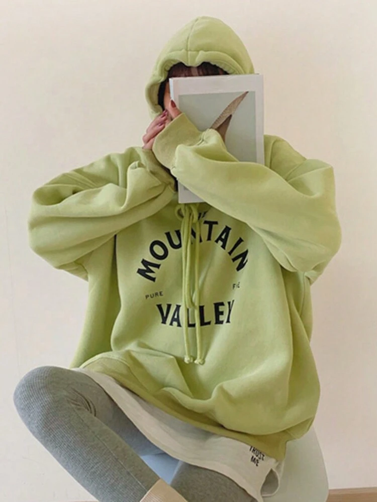 Women Plain Long Sleeve Letter Print Simple Hoodie,Three Quarter Sleeve Tops Sweatshirt