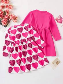 SHEIN Elladie kids 年轻女孩优雅天鹅绒花卉印花长袖连衣裙，秋冬