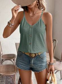 SHEIN VCAY Summer Casual Solid Color Spaghetti Strap Top