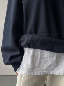 Dazy-Less Damen Kontrast-Farbblock Patchwork bestickter Buchstaben Sweatshirt, Langarm Oberteil, Herbstkleidung