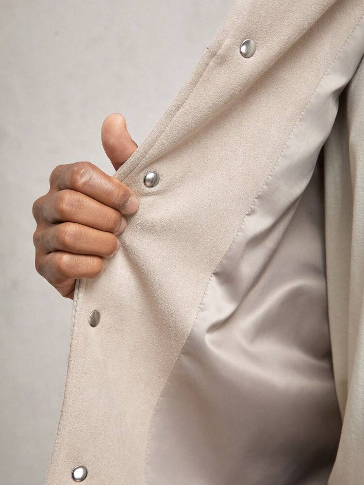 Men's Slim Fit Casual Pu Leather Collar Long Sleeve Jacket, Suitable For Fall/Winter Season