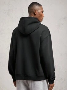 AKNOTIC Business Casual Męska luźna dzianinowa bluza z długim rękawem i kapturem, odpowiednia na jesień/zimę - Czarne - Zobacz 3