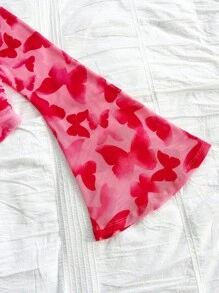 Soleia SHEIN WYWH Plus Size Women's Square Neck Pleated Back To School Clothes Fall Clothes Holiday Wear Babydoll Top Christmas Glitter Homecoming, Wedding, Concert, Game Day Angela Red Long-Sleeved Top