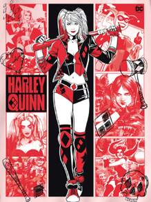 ROMWE MEN Harley Quinn | ROMWE 男士动漫人物与字母印花落肩抽绳连帽运动衫 - 粉色 - 查看 5