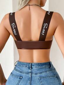 EasyFave Color Block Letter Print Casual Romantic Front Hook Sexy Brassiere