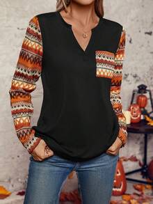 SHEIN LUNE Camiseta de manga larga casual para mujer - Multicolor - Ver 5