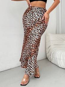 Chiquease 女士豹纹高腰鱼尾裙 - 紅色 - 查看 4