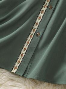 Lacomfia 大码女式春夏碎花拼布长袖宽松休闲衬衫、休闲上衣，适合日常休闲/旅行/度假/休假