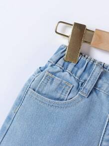 男童休闲连帽牛仔夹克和裤子 2 件套服装套装，秋季