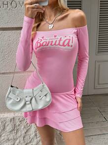 JV Designs Vestito lungo con maniche a volant e orlo a volant, sexy ed elegante, per donna, adatto per vacanze, feste, occasioni speciali, compleanni, primavera, spiaggia, festival, Ibiza, ballo di fine anno, abbigliamento occidentale - Rosa - Visualizzare 5