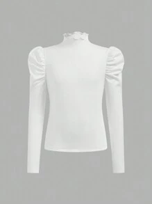 SHEIN 2pcs Tween Girl Casual Solid Color Knit Funnel Neck Raglan Sleeve Top Set