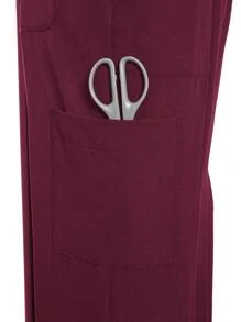 TaskEZ Set de uniforme de bata: Uniforme de salud para mujeres - Top con escote en V liso y pantalones casuales con abertura, uniforme casual simple para limpieza