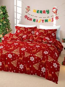 3pcs Christmas Polyester Printed Bedding Set - Multicolor - View 2