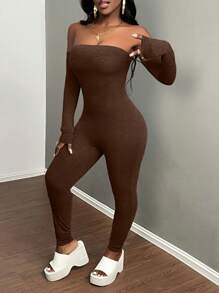 Slaydiva Mono gris oscuro casual con mangas descubiertas de los hombros-E - Marrón - Ver 5