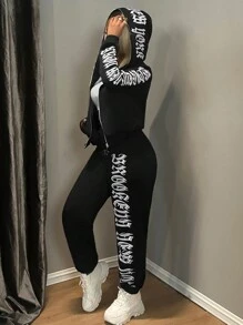 BamGleam 纯色字母印花修身休闲运动裤