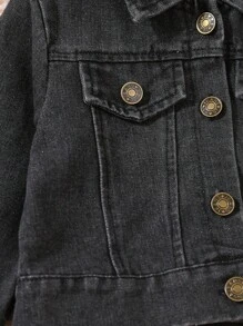 SHEIN طقم من 3 قطع: جاكيت جينز مغسول موضة للربيع/الخريف، ملابس علوية خزامى مطبوع عليها حرف، وتنورة توتل متفرقة