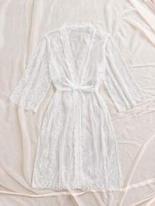 Women's Lace Sexy & Elegant Robe - White - View 3