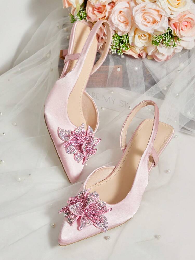 CUCCOO HITCHD Women's Black High Heel Shoes, Sexy Pointed Toe Pumps With Rhinestone Chain Embellishment, Suitable For Dates, Parties, Events Summer Shoes Summer Break Easter Prom Heels For Christmas Valentine's Day Elegant Shoes Wedding Shoes Summer Shoes Bride Shoes