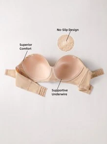 SHEIN Bralette de bandeaux con varillas cómodas de unicolor para mujer de talla grande - Albaricoque - Ver 7