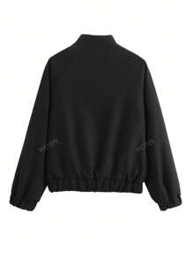 Veste de sport casual pour femme en tweed, couleur unie, doux blouson aviateur