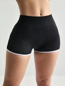 SHEIN Sports Damen nahtlose Halloween Sport Shorts mit Totenkopf- und Handmotiv