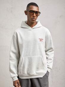 Business Casual 秋冬季男士针织宽松休闲连帽长袖套头衫 - 淺灰色 - 查看 5