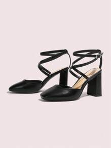 CUCCOO DOLLMOD Black Mary Jane High Heel Shoes, Fashionable Ankle Strap, Suitable For Commuting, Dating, Party, Holiday And Casual Wear Fall