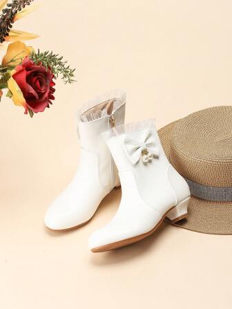 1pair New Fashion Comfortable Children Boots For Girls Bow Lace Ankle Boots Fall/Winter  Booties