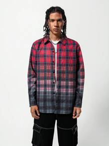 SHEIN Explorewe 青少年男孩前扣长袖格子印花休闲衬衫 - 彩色 - 查看 6