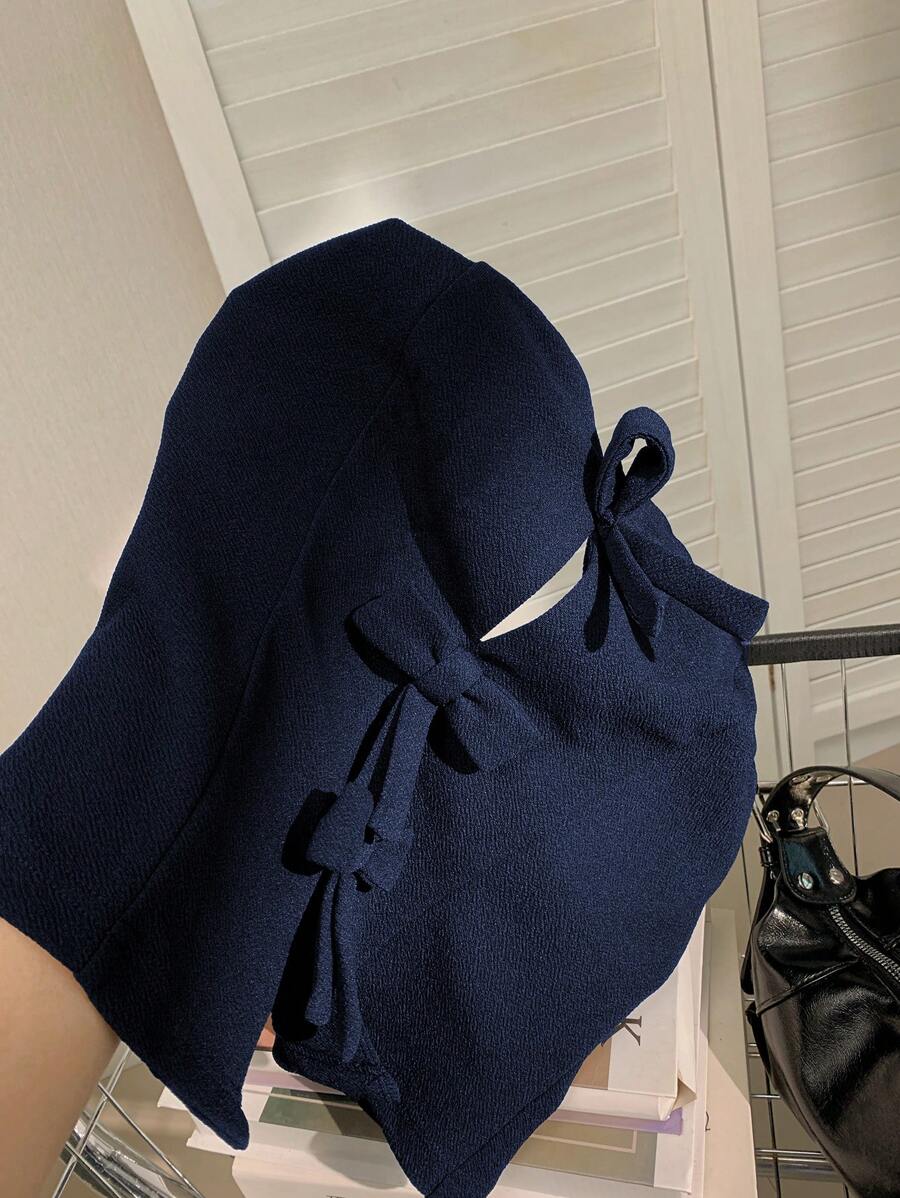 Comfortcana 海军蓝色针织女式抹胸配蝴蝶结装饰 - 藏蓝色 - 查看 1