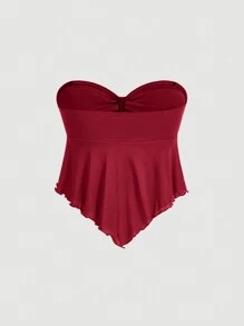 SHEIN X ELOISA & ORSON SHEIN MOD Top tubo de malla con nudo de mariposa y dobladillo anudado casual para mujer, verano