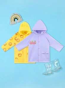 Girls' Cute Print Outdoor Hiking Travel School Waterproof Raincoat