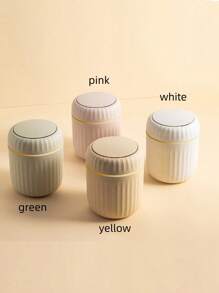 1 pieza Mini papelera de escritorio, papelera de plástico con tapa para escritorio, cubo de basura pequeño de 16,5 cm de alto para encimera, barra de café, cocina, baño, hogar, proveedores de artículos del hogar, regalo navideño - Blanco - Ver 9