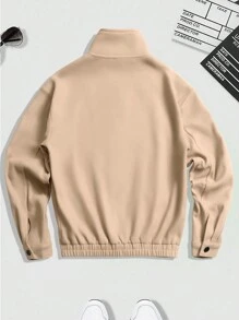 Manfinity Hypemode Men's Solid Color Button-Front Long Sleeve Minimalist Casual Jacket - Brown - View 2