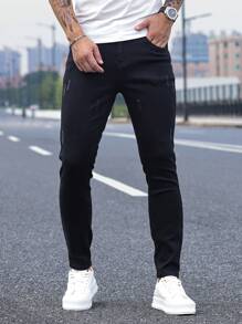 Manfinity Homme Plus Size Men's Pocketed Slim Fit Casual Jeans