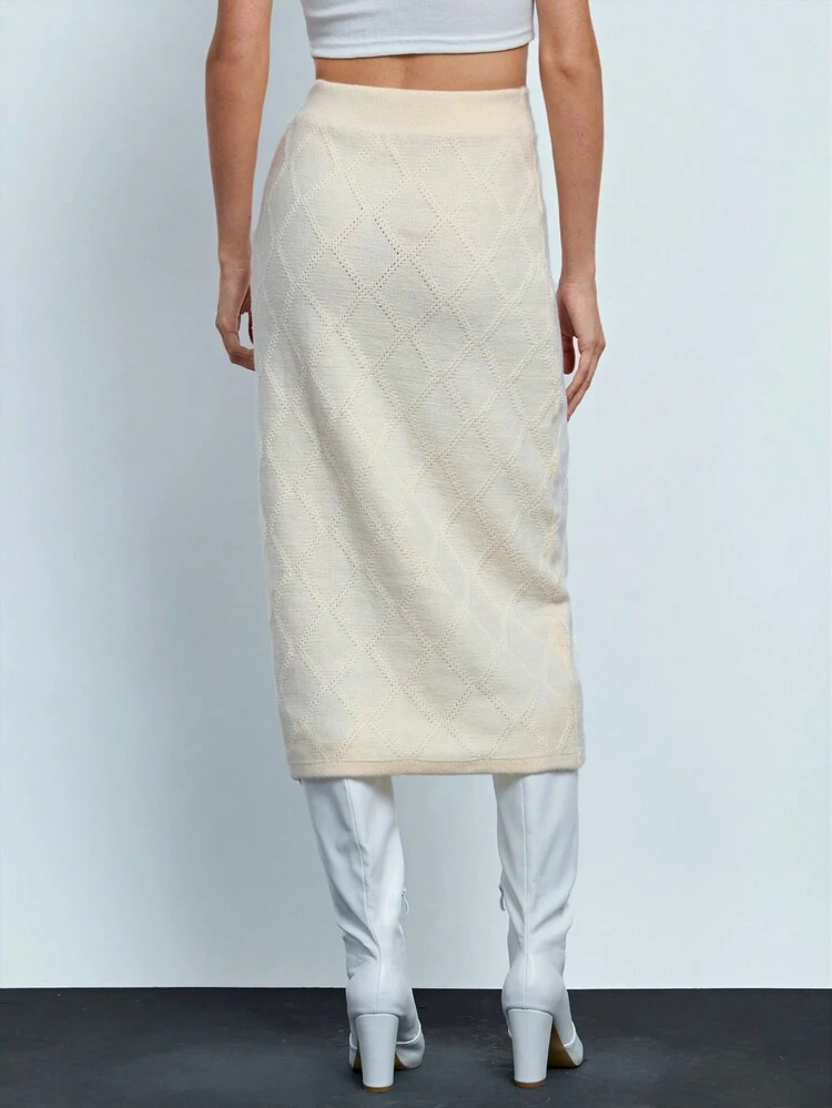 SHEIN Maija Jupe-pull tricotée simple de couleur unie pour femmes, casual quotidien