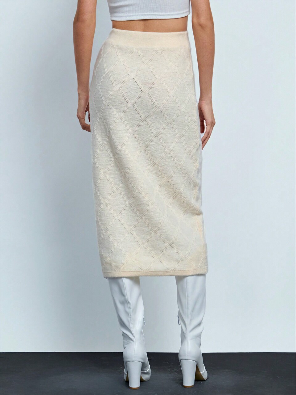 SHEIN Maija Women's Solid Color Simple Knitted Sweater Skirt, Everyday Casual
