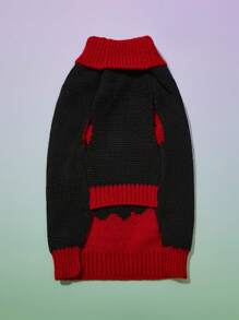 PETSIN 1pc Halloween Funny Expression Bicolor Warm And Comfortable Dog Sweater - Multicolor - View 6