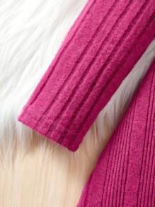 2pcs Knitted Solid Color Round Neck Fitted Casual Dress Set For Young Girls, Fall (9), Winter (2), White Long Sleeve Girls Dresslong Sleeve Dress For Young Girl
