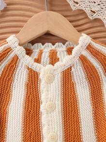 2pcs/Set Newborn Baby Girls Pumpkin Sweater Cardigan And Bubble Pants Fashion Casual Outfit For Halloween