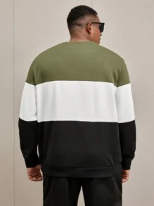 Manfinity Homme Sudadera de talla grande casual con bloque de color para hombre, otoño/invierno