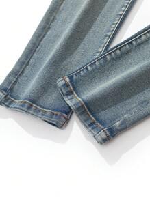 SHEIN Explorewe Tween Boy 百搭破洞洗水牛仔裤