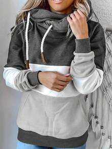 大码女式拼色运动衫 - 灰色 - 查看 1