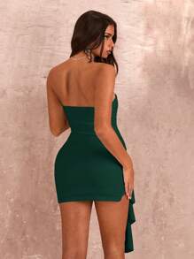 SHEIN BAE Women's White Sleeveless Ruffled High Slit Wrap Dress With Flounce Hem, Summer - Dark Green - View 2