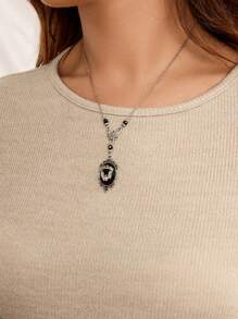 SHEIN 孕妇万圣节服装女式纯色长袖针织圆领连衣裙配腰带 - 杏色 - 查看 7