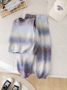 Conjunto de blusa casual solta listrada de malha para meninas com calças casuais soltas e suéter, adequado para outono/inverno, ótimo para uso casual e diário e uso escolar diário no outono e inverno, para o Natal, roupas de inverno para meninas, roupas de Natal, roupas de festa, uso diário na escola, roupas de aniversário, roupas de princesa, mãe e filha e irmãs combinando