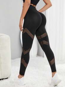 Easithlete Quần Leggings Thể thao Nữ Cắt ra màu trơn - màu đen - Xem 3