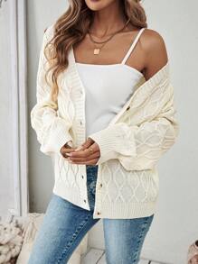 Chiquease 纯色前扣长袖休闲上衣