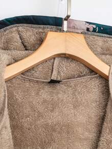 EMERY ROSE Plus Size Long Sleeve Full-Zip Hooded Print Casual Jacket - Multicolor - View 4