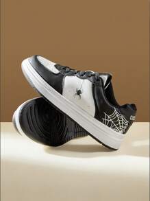 CUCCOO EASI Giày trượt ván thời trang mới cho nữ phong cách Halloween Spider - Đen và trắng - Xem 9